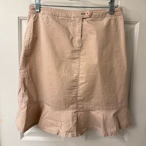 Women's Tan Skirt with Ruffle Hem